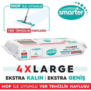 SMARTER Yer Temizlik Havlusu Bezi 4xl Mopa Uyumlu Yüzey Beyaz Sabun Kokulu Sirke ve Karbonat Katkılı 30 Yaprak