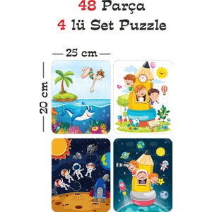 Gift Plus 48 Parça Ahşap Eğitici Yapboz Puzzle Seti (Set 5)