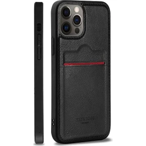 Apple iPhone 11 Pro Max Kartlıklı Rich Boss Lüx Deri Kılıf Siyah