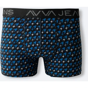 Erkek Lacivert Küçük Kazayağı Desenli Tekli Boxer A42Y9534