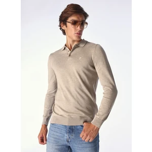 Polo Yaka Basic Düz Vizon Melanj Erkek Kazak F4WM-KZK 2843