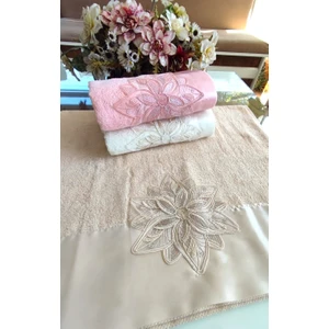 Z&N Style (3.lü Set)  Annem Çeyizlik 50X90 Cm. Özel Kadife Doku Saten Detaylı  Lüks Havlu Seti