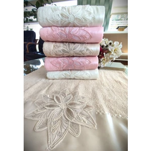 Z&N Style Çeyizlik 50 x 90  cm. Özel Kadife Dokulu Piliseli     El&Yüz 6'Lı Lüks Havlu Seti