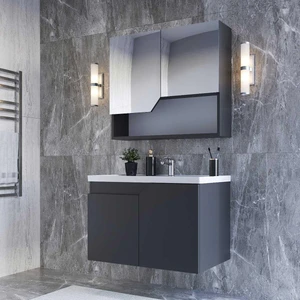 Teta Home Napoli 80 cm Mdf Banyo Dolabı Seti  Antrasit