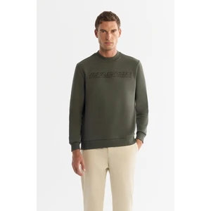 Erkek Haki Bisiklet Yaka 3 Iplik Şardonlu Baskılı Sweatshirt A42y1306