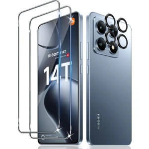 M.TK Moveteck Xiaomi Mi 14T Uyumlu Kamera Koruma Lens Koruyucu Cam + 9h Ekran Koruyucu Cam 2in1 Set