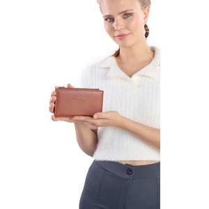 023 Çıtçıtlı Fermuarlı Cüzdan Taba
