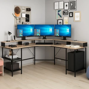 Power Bilg.Masa Raflı Takım Siyah Ayaklı-Dore