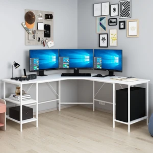 Power Bilg.Masa Rafsız Beyaz Metal Ayaklı-Beyaz