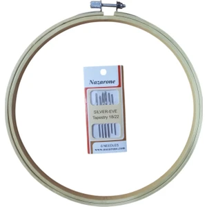 Bambu Ahşap Vidalı Kasnak 20 Cm+ 6 Lı Etamin iğne