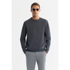Avva Erkek Antrasit Regular Fit Bisiklet Yaka Pamuklu Baskılı Elastan Sweatshirt A42Y1221