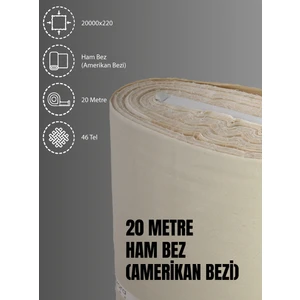 %100 Pamuk 46 Tel Amerikan Bezi Ham Bez Punch Kumaş - Krem 2000x2