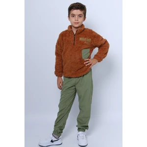 Erkek Çocuk Peluş Alt-Üst Takım Fermuarlı Nakışlı D49