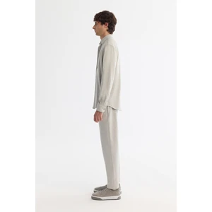 Avva Erkek Gri Düğmeli Yaka Kolay Ütülenir Comfort Fit Gömlek A42Y2018