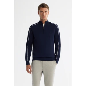 Avva Erkek Lacivert Fermuarlı Dik Yaka Rayon Regular Fit Triko Kazak A42Y5005