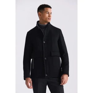 Siyah Regular Fit Yan Cep Erkek Kaban