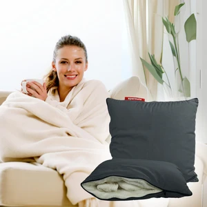 Tv Battaniye Yastık Battaniye Kırlent-Welsoft Battaniye- Yolculuk Yastığı- Uçak Yastığı 145X205 Gri