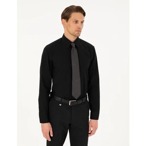 Pierre Cardin Erkek Siyah Regular Fit Uzun Kollu Basic Gömlek 50298003-VR046