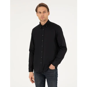 Pierre Cardin Erkek Siyah Regular Fit Uzun Kollu Gömlek 50292553-VR046