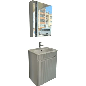 Banyo Dolabı Aynalı Cnc Işlemeli Membran Kapaklı 55 cm