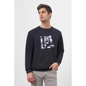 Erkek Lacivert Trend Bisiklet Yaka Sweat-Shirt