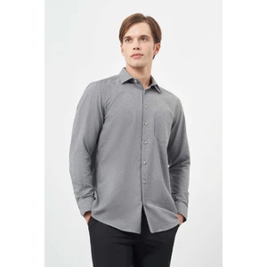 Siyah Uzun Kol Düz Gabardin Sert Yaka Cepli Pamuklu Classic Comfort Fit Gömlek 1004245168