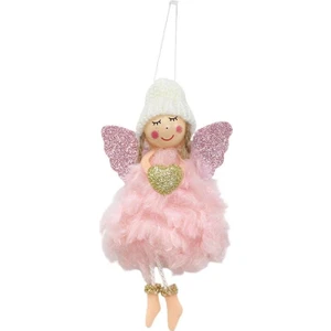 Parti Adresi Yılbaşı Ağaç Süsü Peri Kızı Asılabilir Dekoratif Süs Pembe 16 Cm