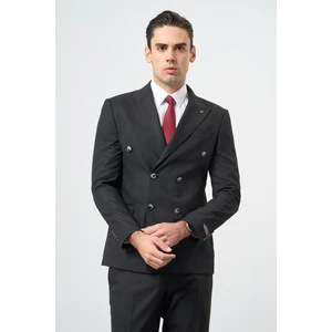Siyah Bez Ayağı Kılıç Yaka Tam Astar Esnek 6 Drop Slim Fit Classic Takım Elbise 1001245173