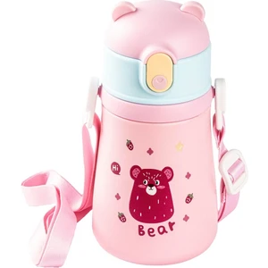 025-01-PEMBE Askılı Paslanmaz Çelik Çocuk Termosu 480ML