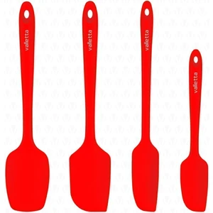 Osteris Isıya Dayanıklı Yanmaz Yapışmaz Silikon Spatula Seti 4 Parça Kırmızı