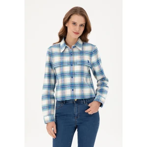 U.S. Polo Assn. Kadın Saks Gömlek Desenli 50291115-VR045