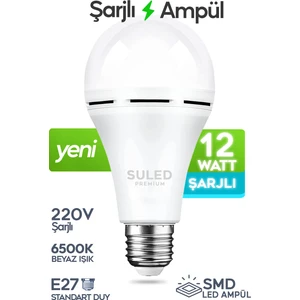 Şarjlı LED Ampül 12W 6500K Beyaz Işık Tavan Abajur Yüksek Lümen Işık Ev Ofis Lamba Ampül