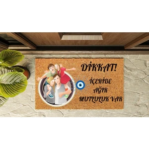 Kapı Önü Paspası Özel Tasarım Koko Model Dikkat Içeride Ağır Mutluluk Var PK-1530