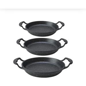 3'lü Set Döküm Siyah Granit Sahan Tava 22CM-20CM-18CM