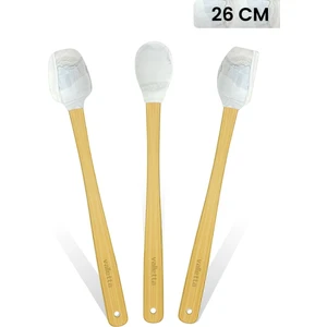 Indigo 3'lü Gri Mermer Bambu Silikon Spatula Seti Uzun 26 cm