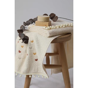 Yoncagül Ponponlu 2li El Yüz Havlusu 50x90 - Krem