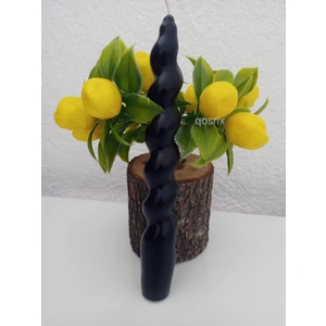 Qosrix Siyah Italyan Burgulu Şamdan Soya Mumu Doğal Kokulu Çubuk Konik Burgu Spiral Mum Dekoratif 1 Adet