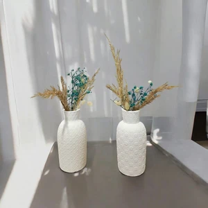  2 Li Dekoratif Çiçek Desenli Vazo