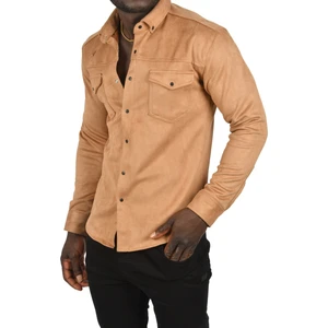Kırışmayan Süet Kumaş Çıtçıtlı Cepli Slim Fit Mevsimlik Gömlek 2302329
