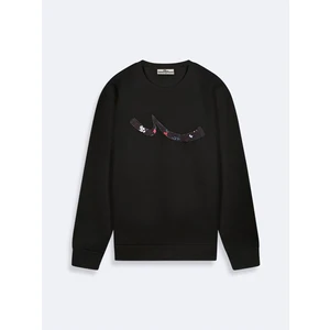 Sıgn Baskılı Siyah Sweatshırt