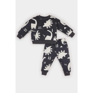 Erkek Bebek 2'li Takım Dinozor Baskılı Sweatshirt Beli Lastikli Eşofman Altı E0674A524WN