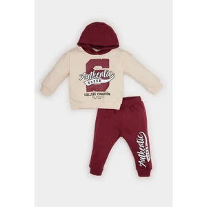 Erkek Bebek 2'li Takım Kapüşonlu Baskılı Sweatshirt Beli Lastikli Eşofman Altı D7692A524WN