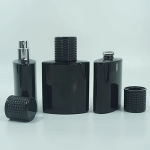 Parfüm Şişesi 100 ml (2 Adet ) Özel Siyah Elips Kolay Kapama Boş Şişe