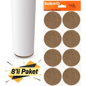 Zemin Koruyucu Keçe 50 mm Yapışkanlı (8'li Paket) Masa Sandalye Mobilya Koltuk Ayak Keçesi Yuvarlak