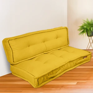 Bisküvi Minder Petek Önü Palet Üstü Minderi Fransız Minder Bank ve Bahçe Minderi 60X120X14 cm Sarı