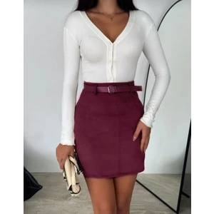 Win Moda Süet Etek Kısa Kemerli /  Belt Suede Skırt Model