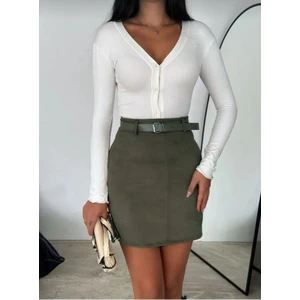 Win Moda Süet Etek Kısa Kemerli /  Belt Suede Skırt Model