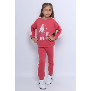 Kız Çocuk 3 Iplik Eşofman Takımı Barbie Baskılı C22