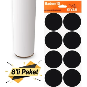 Zemin Koruyucu Keçe 50 mm Yapışkanlı (8'li Paket) Masa Sandalye Mobilya Koltuk Ayak Keçesi Siyah