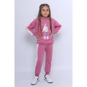 Kız Çocuk 3 Iplik Eşofman Takımı Barbie Baskılı C22